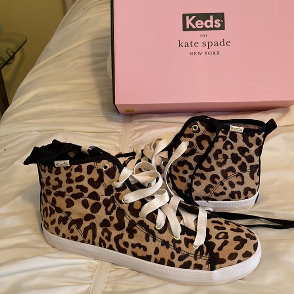 NWOT Kate Spade Keds Leopard Horsehair High Top Sneakers - Picture 3 of 12
